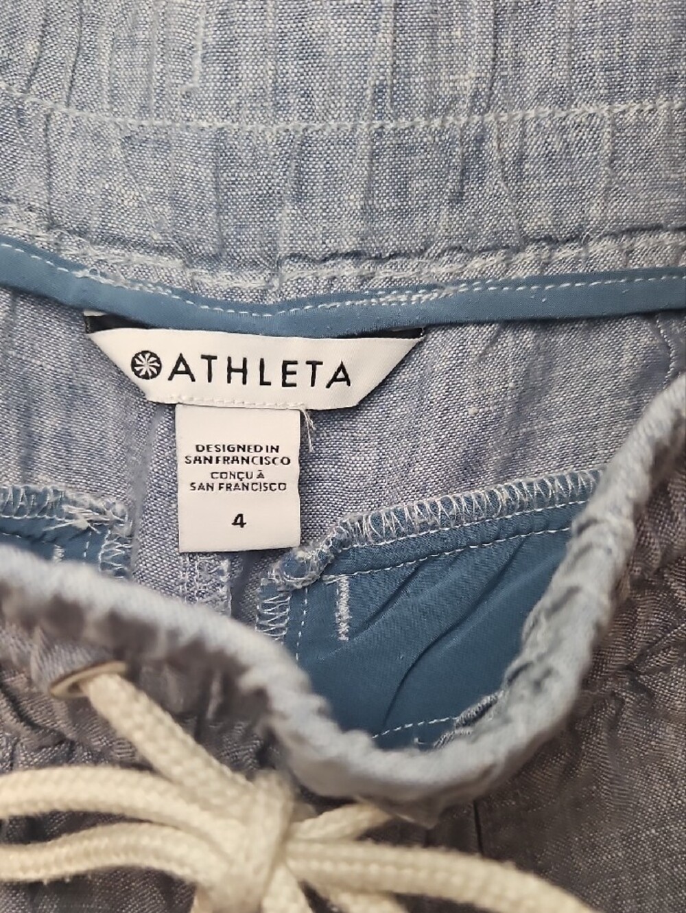 Athleta Women's Light Blue Drawstring 100% Linen Joggers Size 4 - Picture 2 of 13